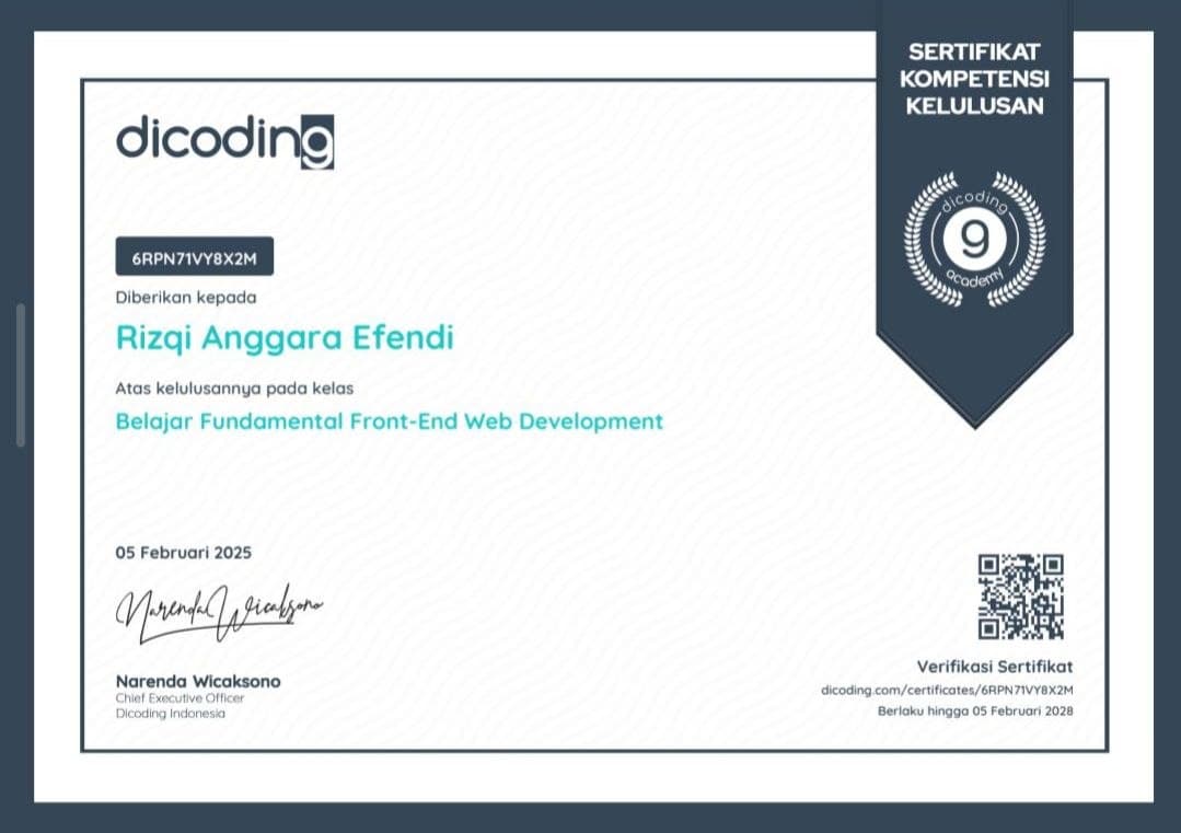Dicoding Certificate